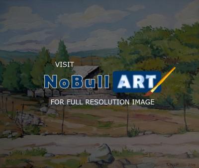 Landscape - House In Orgov Village - Oil On Canvas