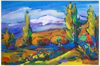 Landscape - View Of Aragats - Acrylic On Canvas