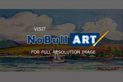 Landscape - Boat On Lake Sevan - Acrylic On Canvas