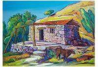 Village - Barn In Orgov Village - Oil On Canvas